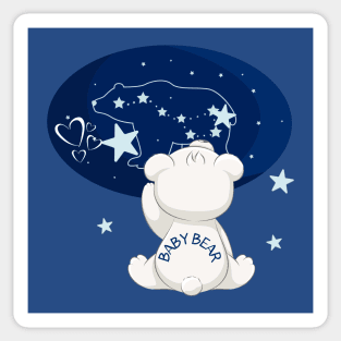 BABY BEAR LOOKING UP TO THE STARS Sticker